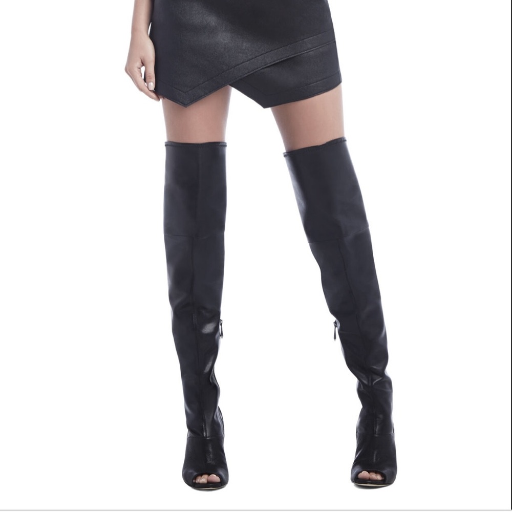 BCBG MaxAzria “Gian” Open Toe Over the Knee Boots